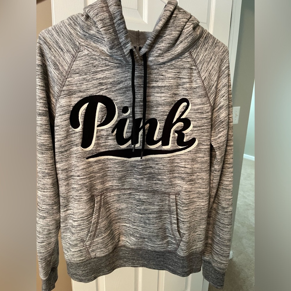 Pink by Victoria’s Secret Grey Hoodie Sweatshirt with Pockets Sz. Medium
